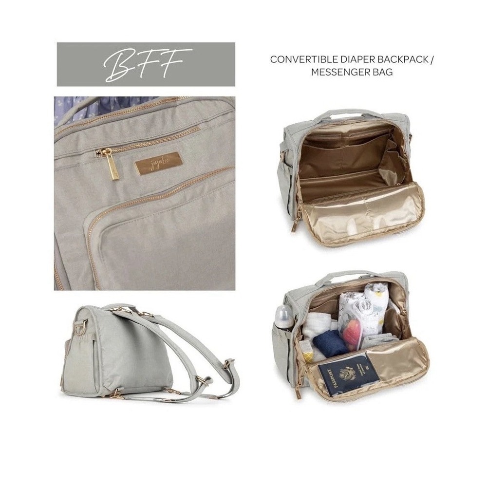 Jujube Dr. BFF Diaper Bag Pebble Gray Rose Gold Hardware Backpack Convertible